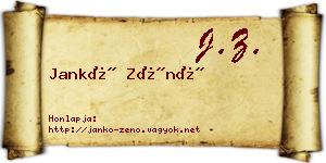 Jankó Zénó névjegykártya